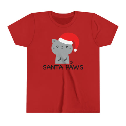 Santa Paws Cat Kids Short Sleeve Tee