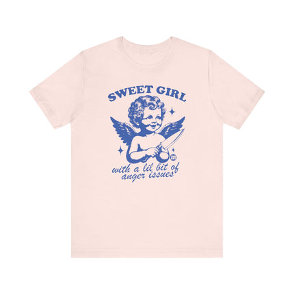 Sweet Girl With Anger Issues Angel Tee, Funny Anger Issues Angel Tshirt