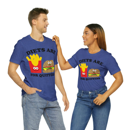 Diets Are For Quitters Burger and Fries Unisex Short Sleeve Tee