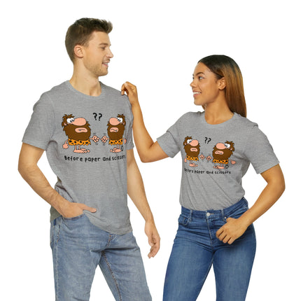 Caveman Rock Paper Scissors Unisex Tee