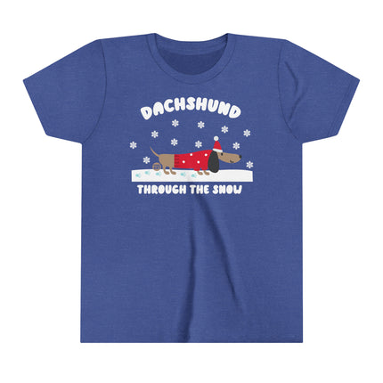 Dachshund Through The Snow Kids Short Sleeve Tee