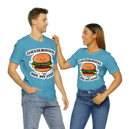 Cheeseburgers Are My Yoga Unisex Short Sleeve Tee