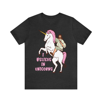 I Believe in Unicorns Jesus Unisex Short Sleeve Tee