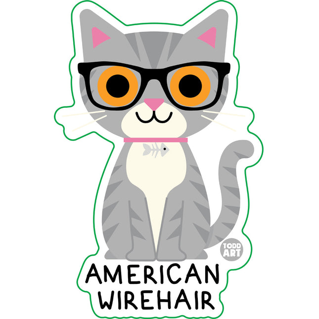 Bow Wow Meow American Wirehair Vinyl Sticker
