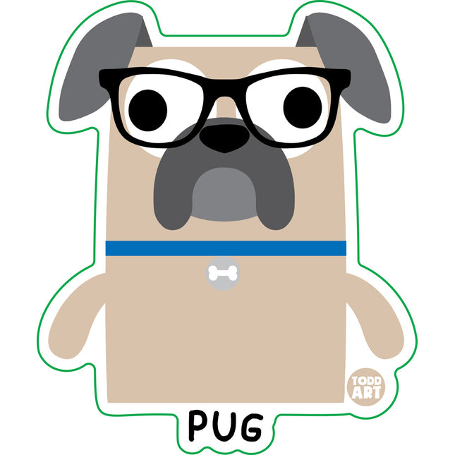 Bow Wow Meow Pug Vinyl Sticker