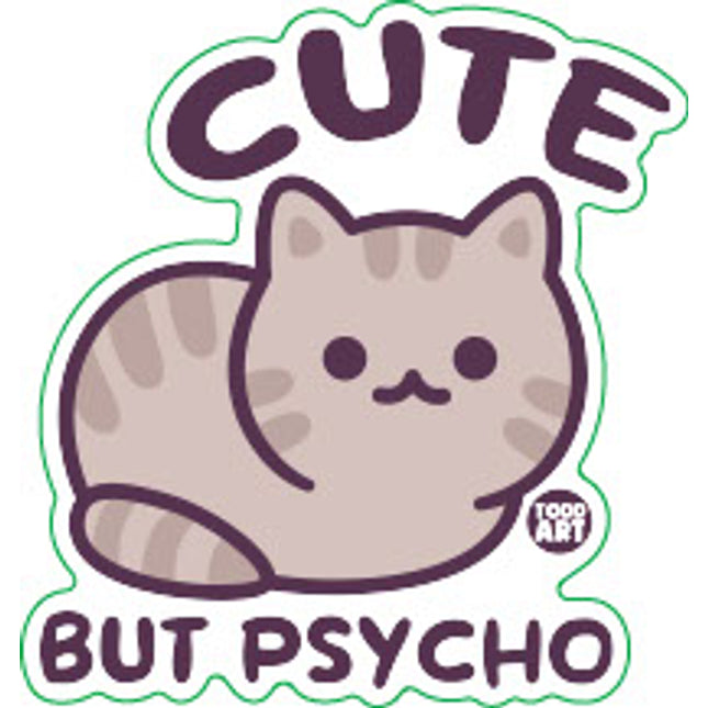Cute But Psycho Cat Vinyl Sticker