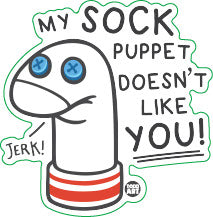 Sock Puppet Doesn't Like You Vinyl Sticker