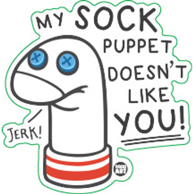 Sock Puppet Doesn't Like You Vinyl Sticker