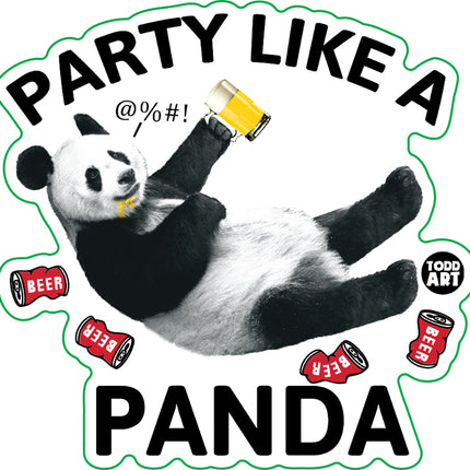 Party Like A Panda Vinyl Sticker