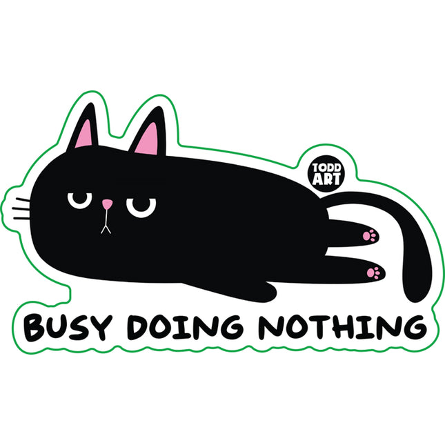 Busy Doing Nothing Cat Vinyl Sticker