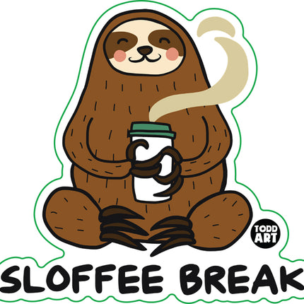 Sloffee Break Sloth Vinyl Sticker