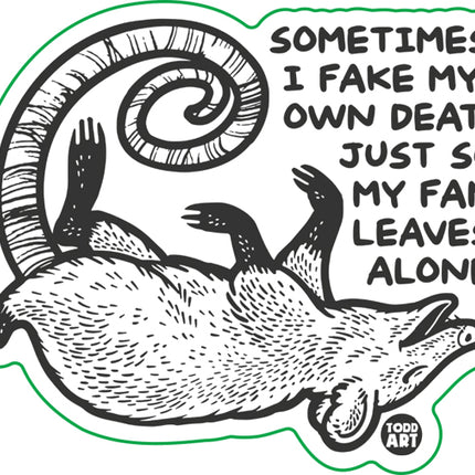 Sometimes Fake Death Possum Vinyl Sticker