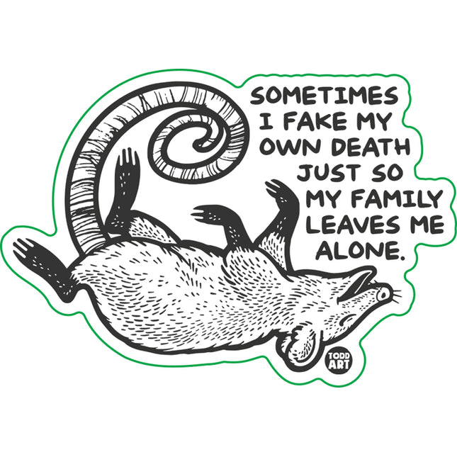 Sometimes Fake Death Possum Vinyl Sticker