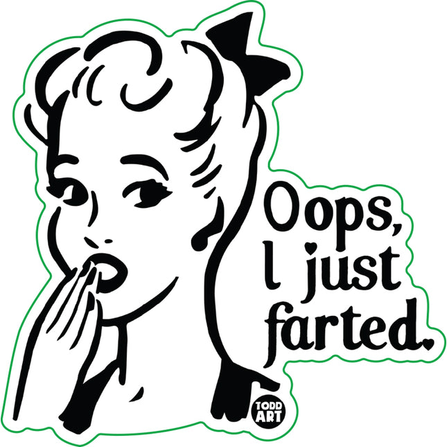 Oops Just Farted Retro Vinyl Sticker