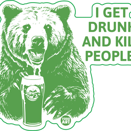 Get Drunk and Eat People Bear Vinyl Sticker