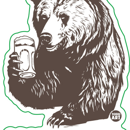 Grizzly Beer Bear Vinyl Sticker