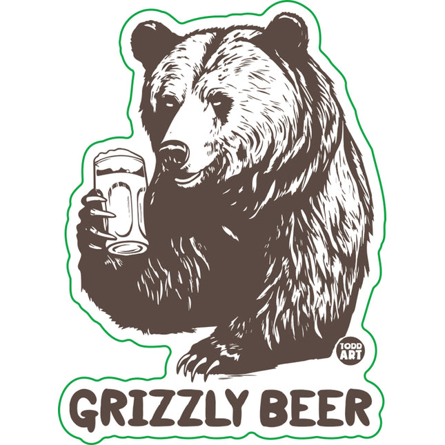 Grizzly Beer Bear Vinyl Sticker
