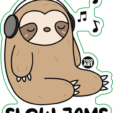 Sloth Slow Jams Headphones Vinyl Sticker