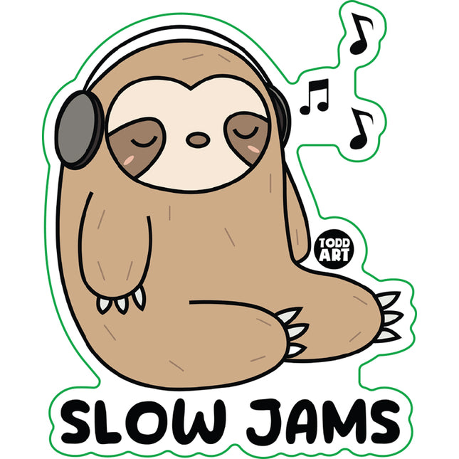 Sloth Slow Jams Headphones Vinyl Sticker
