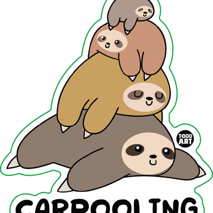 Sloth Stack Carpooling Vinyl Sticker