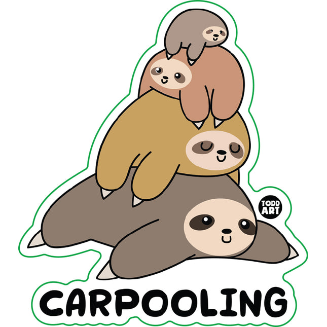 Sloth Stack Carpooling Vinyl Sticker