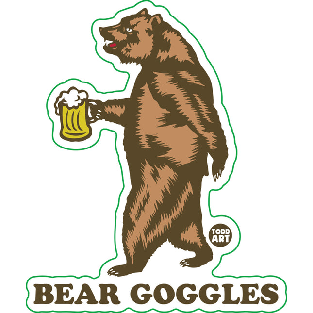 Bear Goggles Beer Vinyl Sticker