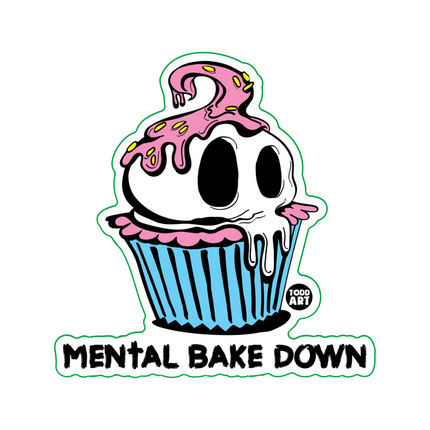 Mental Bake Down Cupcake Vinyl Sticker