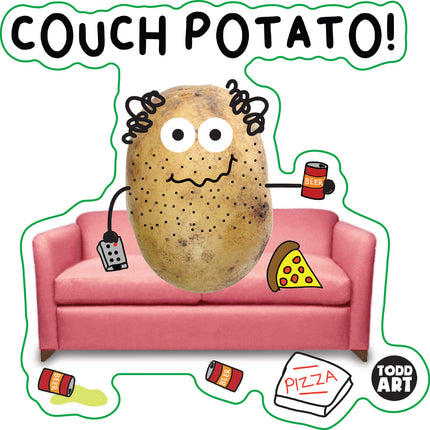 Food With Attitude Couch Potato Vinyl Sticker