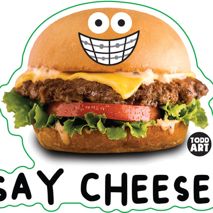 Food With Attitude Say Cheese Burger Vinyl Sticker