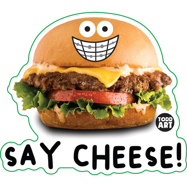 Food With Attitude Say Cheese Burger Vinyl Sticker