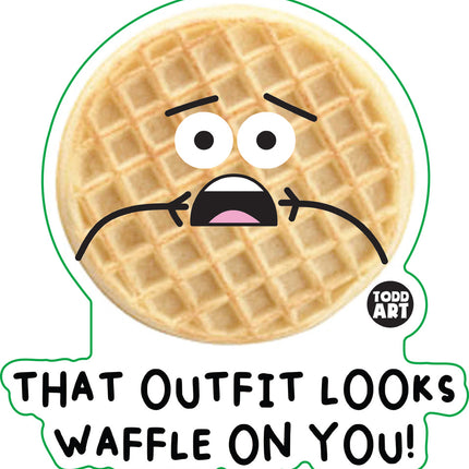 Food With Attitude Outfit Looks Waffle Vinyl Sticker