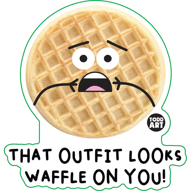 Food With Attitude Outfit Looks Waffle Vinyl Sticker