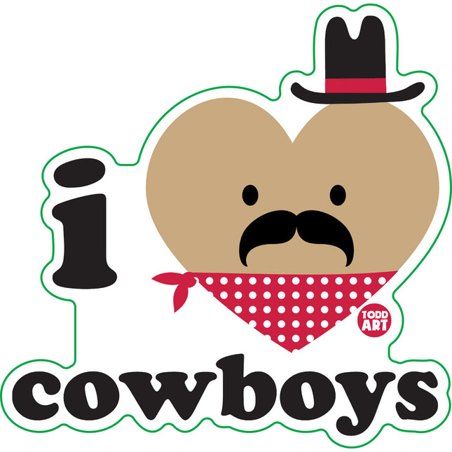 I Love Cowboys Vinyl Sticker