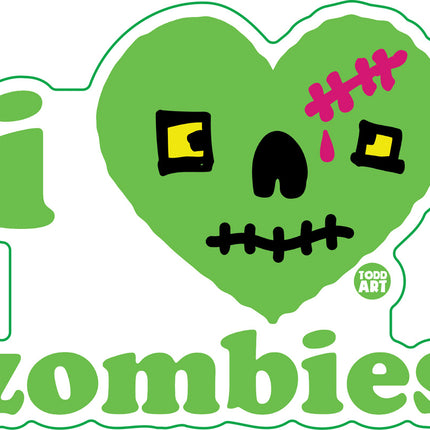 I Love Zombies Vinyl Sticker