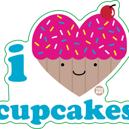 I Love Cupcakes Vinyl Sticker