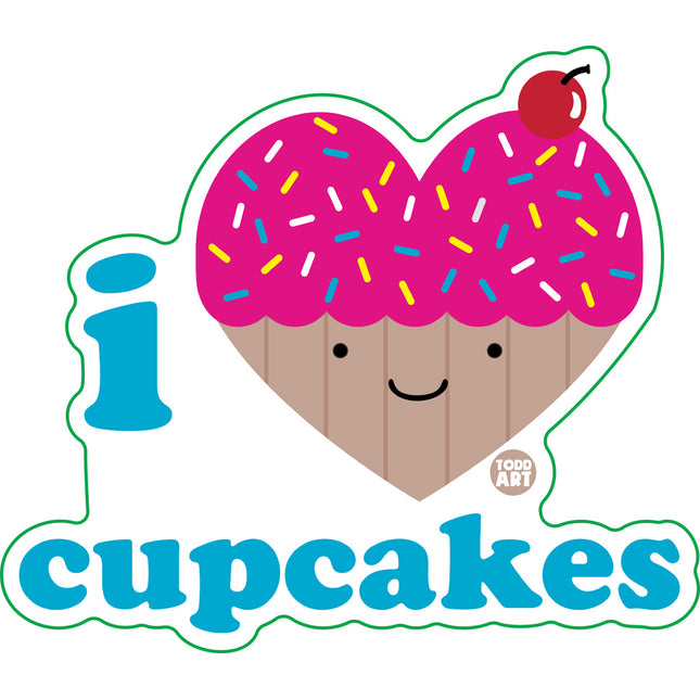 I Love Cupcakes Vinyl Sticker