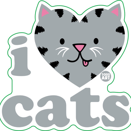 I Love Cats Vinyl Sticker