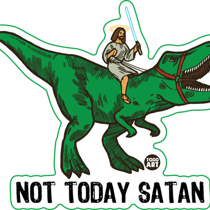 Not Today Satan Jesus Vinyl Sticker