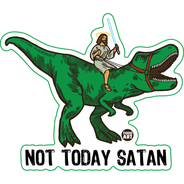 Not Today Satan Jesus Vinyl Sticker