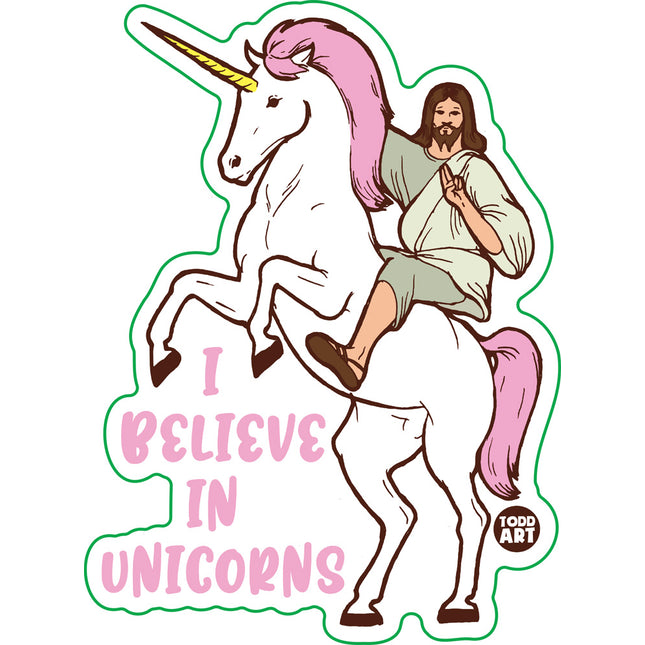 I Believe in Unicorns Jesus Vinyl Sticker