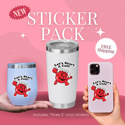 Let's Start A Cult Kool Aid Man Vinyl Sticker Pack (3 Stickers)