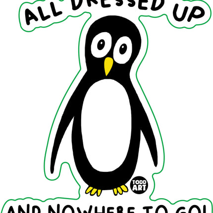 All Dressed Up Penguin Vinyl Sticker