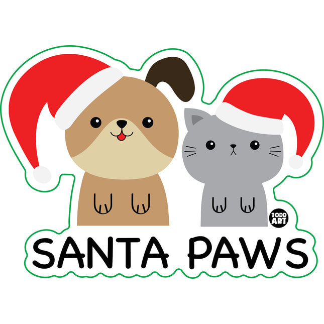 Santa Paws Dog and Cat Vinyl Sticker