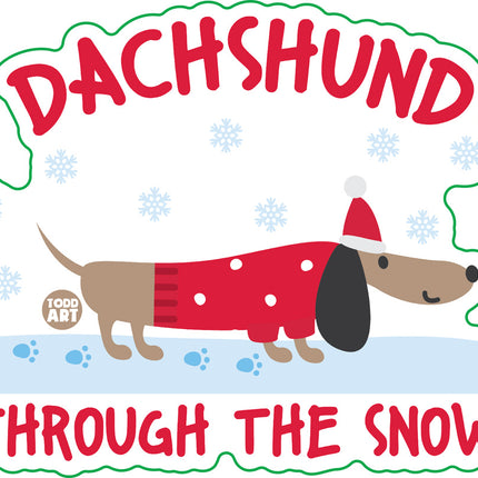 Dachshund Through The Snow Vinyl Sticker