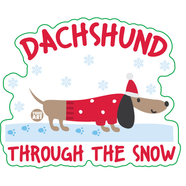 Dachshund Through The Snow Vinyl Sticker