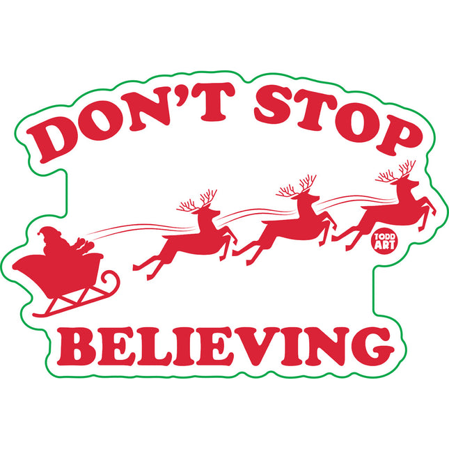 Don't Stop Believing Santa Sleigh Vinyl Sticker