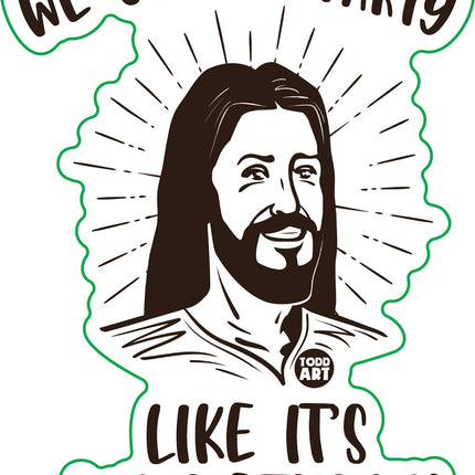 Party Like It's My Birthday Jesus Tree Vinyl Sticker