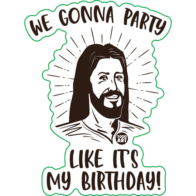 Party Like It's My Birthday Jesus Tree Vinyl Sticker